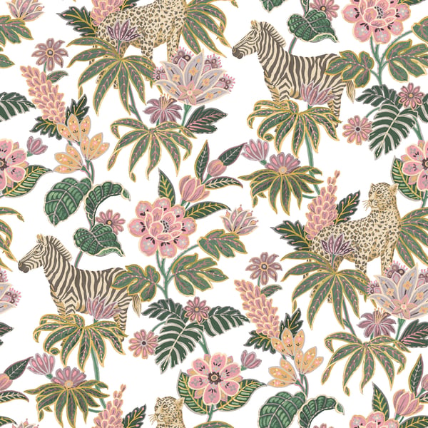 Galerie Wallpaper Product code: 18522 - Into The Wild Wallpaper Collection - Green Pink Colours -  