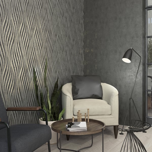 Galerie Wallpaper Product code: 34264_2 - Urban Textures Wallpaper Collection - Black  Silver Colours -  