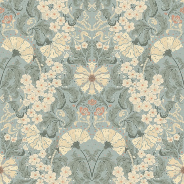 Galerie Wallpaper Product code: 83115 - Hjarterum Wallpaper Collection - Blue Cream Colours -  