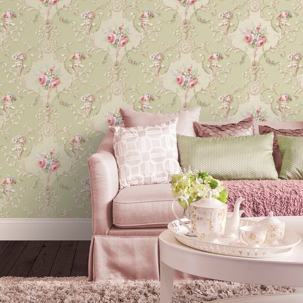 Galerie Wallpaper Product code: CI38232_2 - Classic Silks 4 Wallpaper Collection - Green Pink Blue Colours -  