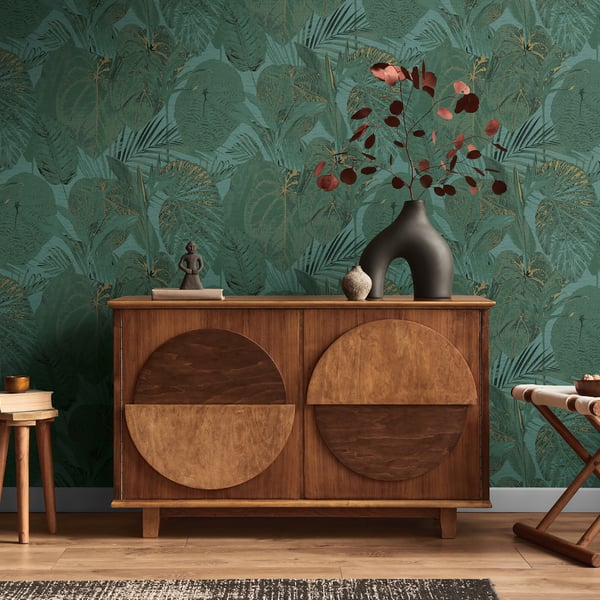 Galerie Wallpaper Product code: FL61158_2 - Flourish Wallpaper Collection - Green/Metallic Colours -  