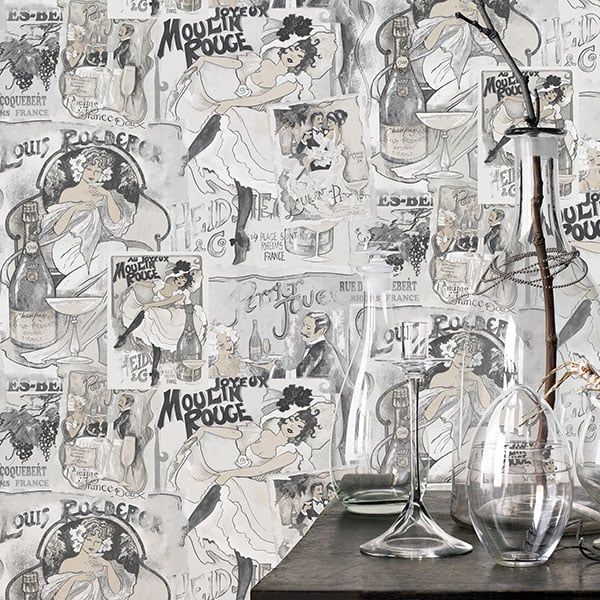 Galerie Wallpaper Product code: G56115R - Nostalgie Wallpaper Collection - Silver Grey Colours -  