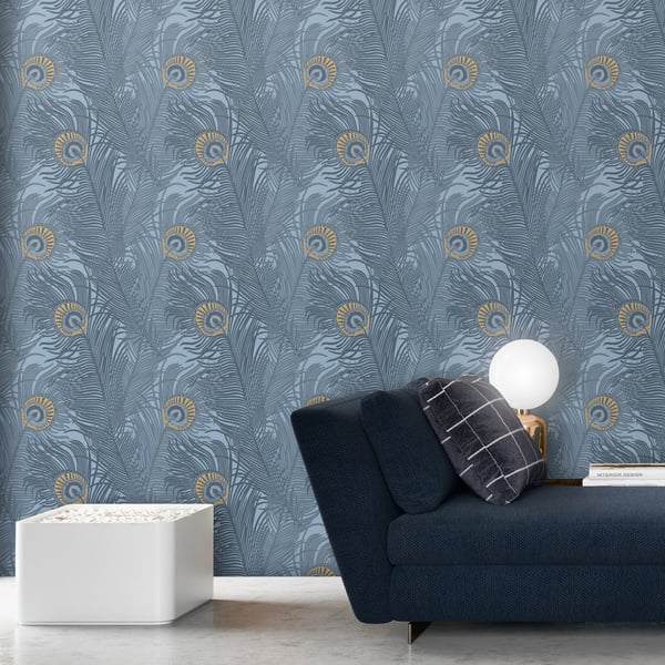 Galerie Wallpaper Product code: NHW1046_2 - Enchanted Wallpaper Collection - Blue Gold Colours -  