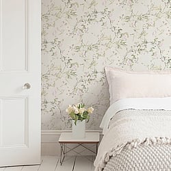 Galerie Wallcoverings Product Code: ES31100 - Escape Wallpaper Collection Galerie Wallcoverings Product Code ES31100 - Escape Wallpaper Collection - White, Cream, Green, Pink, Grey Colours - Apple Blossom Tree Design