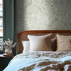 Galerie Wallcoverings Product Code HZ62042 - Horizon Wallpaper Collection - Cream Green Colours - Cherry Blossom Design