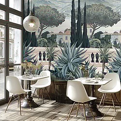 Galerie Wallcoverings Product Code HZ62087M - Horizon Wallpaper Collection - Blue Brown Cream Colours - Tuscan Garden Design