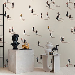 Galerie Wallcoverings Product Code WH45234M - Welcome Home Murals Wallpaper Collection - Beige, Yellow, Black Colours - Scattered People Design