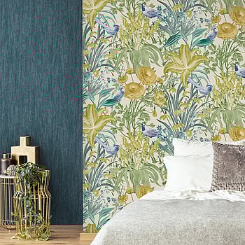 Galerie Wallcoverings Product Code 26719 - Tropical Wallpaper Collection - Blueberry Colours -  