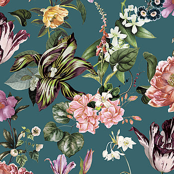 Galerie Wallcoverings Product Code 47462 - Flora Wallpaper Collection - Grey, Blue, Green, Rose Colours -  