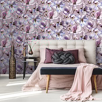 Galerie Wallcoverings Product Code 47463 - Flora Wallpaper Collection - Rose, White, Purple Colours -  