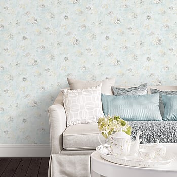 Galerie Wallcoverings Product Code AF37709 - Abby Rose 4 Wallpaper Collection - Turquoise Grey Cream Colours -  