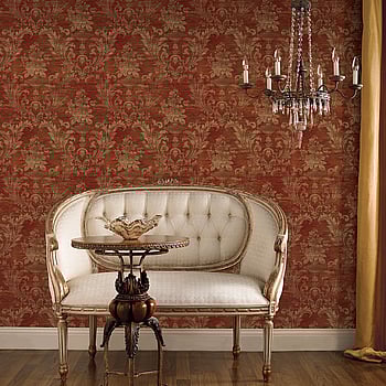 Galerie Wallcoverings Product Code CI38259 - Classic Silks 4 Wallpaper Collection - Pale Gold, Red, Dk. Green Colours -  