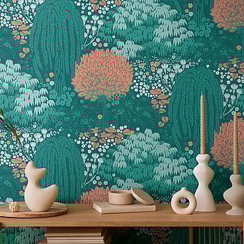 Galerie Wallcoverings Product Code FL61132 - Flourish Wallpaper Collection - Green/Orange Colours -  