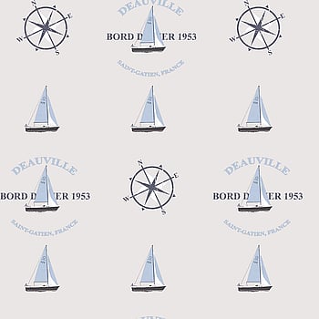 Galerie Wallcoverings Product Code G23031 - Deauville Wallpaper Collection - Navy Blue Sky Blue Beige Colours -  