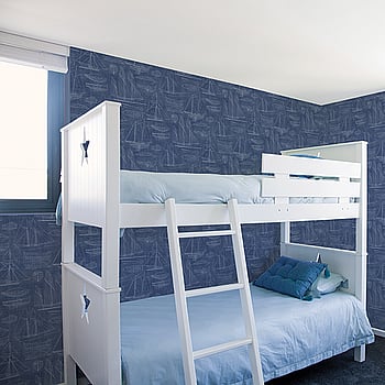 Galerie Wallcoverings Product Code G23325 - Deauville 2 Wallpaper Collection - Marine Blue White Colours -  