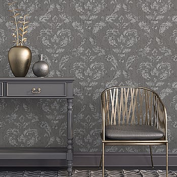 Galerie Wallcoverings Product Code G67782 - Ambiance Wallpaper Collection - Charcoal Silver Colours -  