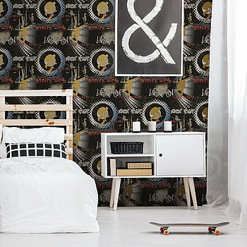 Galerie Wallcoverings Product Code G78594 - Kids & Teens Wallpaper Collection - Black Red Orange Metallic Colours -  